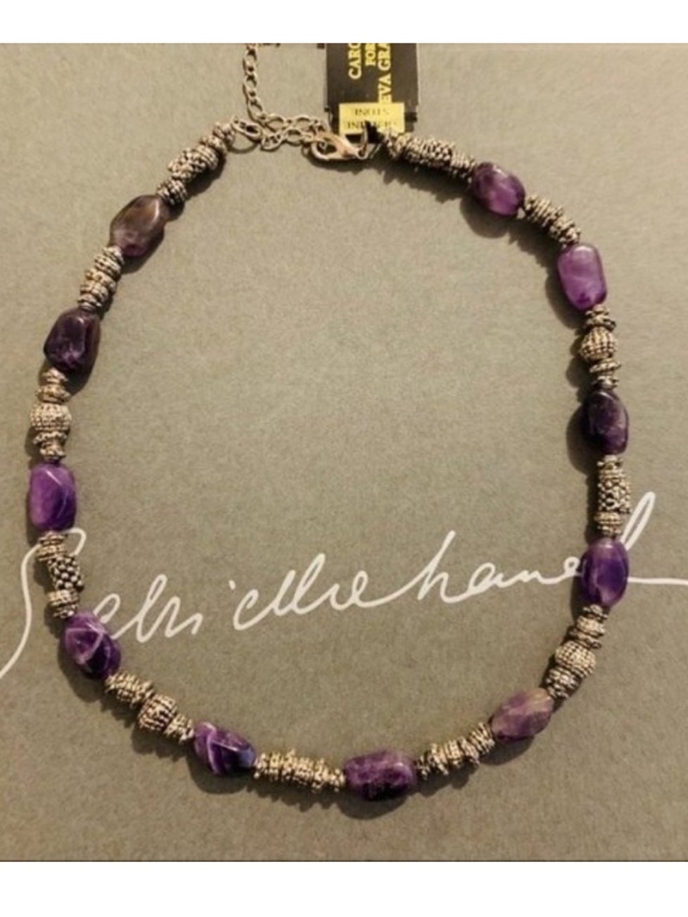 Necklace in Genuine Stone with Silver Stations